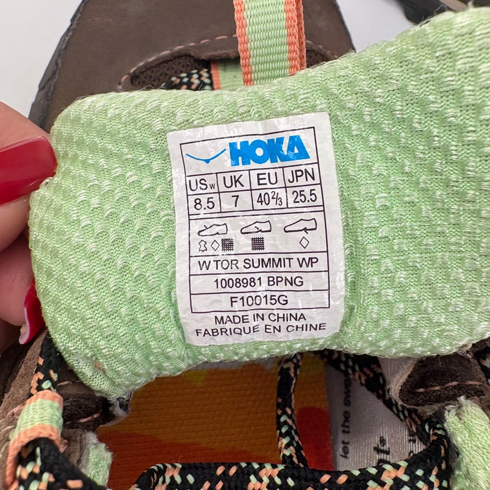 Hoka One One Tor Summit WP Womens Brown Green Waterproof Hiking Trail Shoes 8.5 - Picture 12 of 12